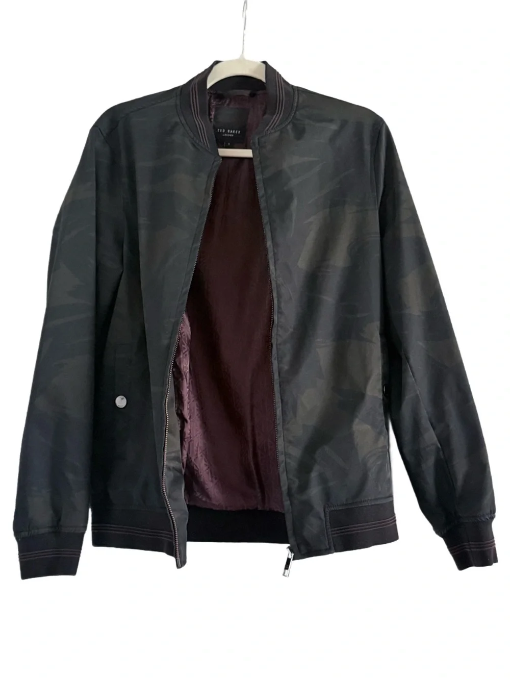 Ted Baker London Black Camouflage Bomber Jacket Sz 1